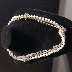 Vera wang faux peal rhinestone multi strand necklace